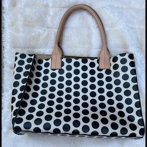 KATE LANDRY Bag with Polka-dots.  CREAM and BlACK.